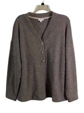 J. Jill Waffle Knit Button Chunky Oversized Sweater XL